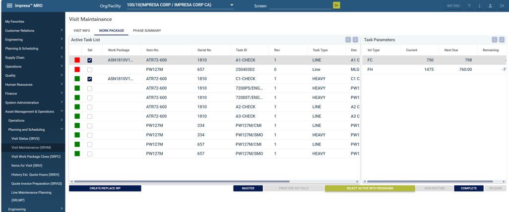Impresa™ MRO software interface showing integrated work order management, real-time asset tracking, and analytics dashboards that enhance decision-making and accelerate TAT.